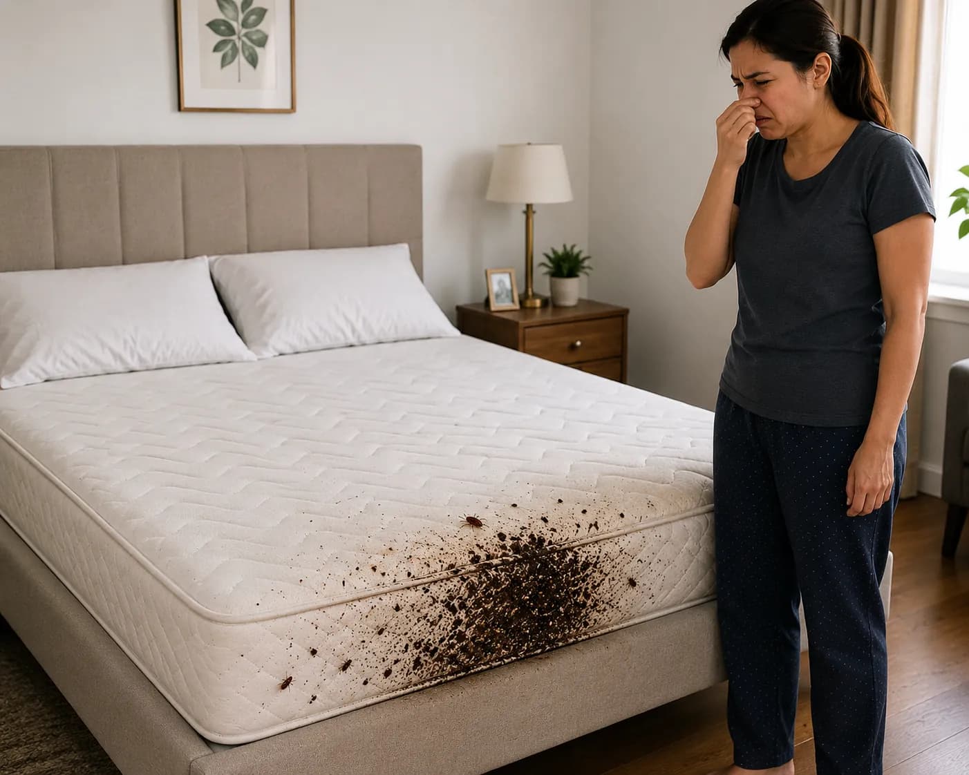 A musty odor in heavily infested rooms