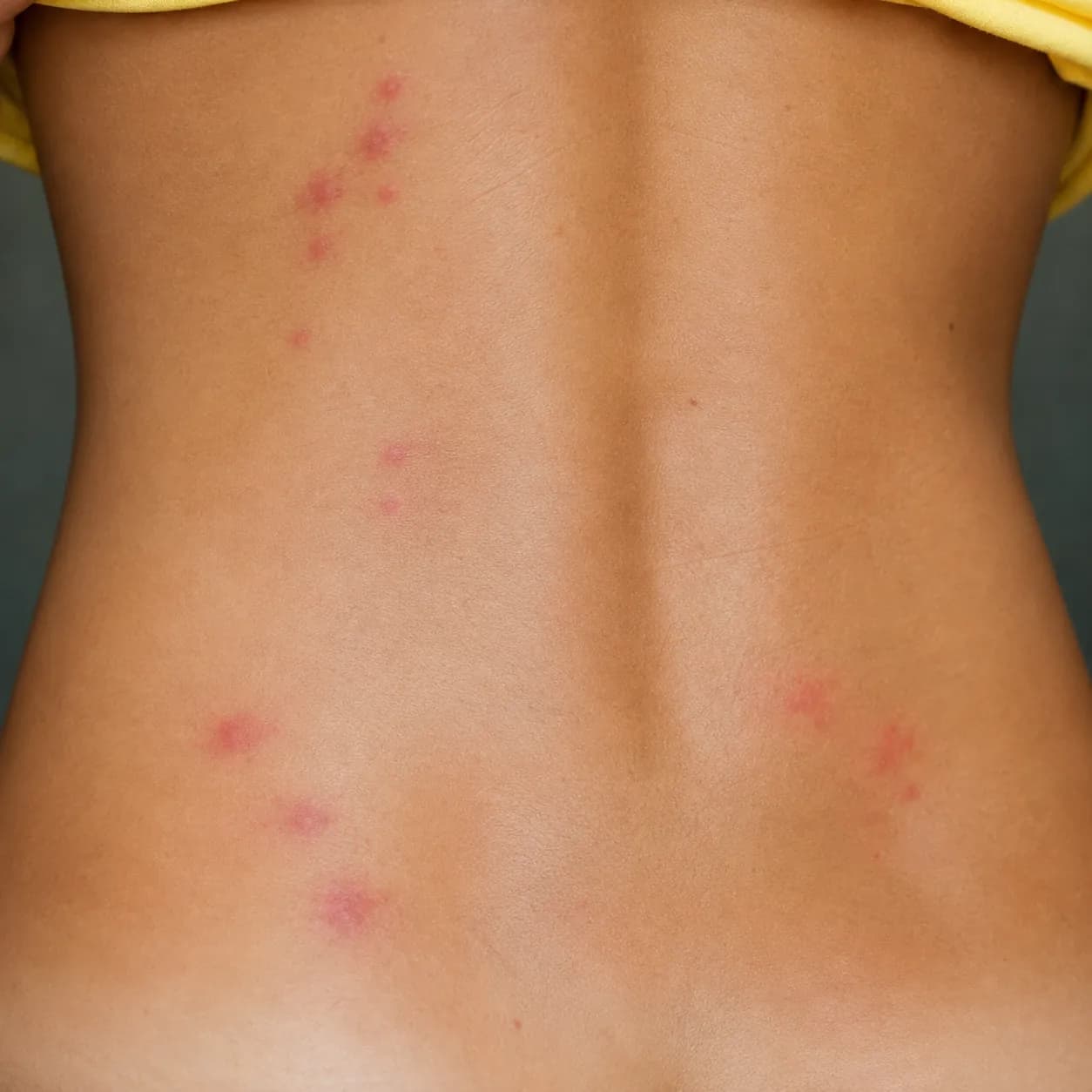 Red, itchy bites appearing in clusters